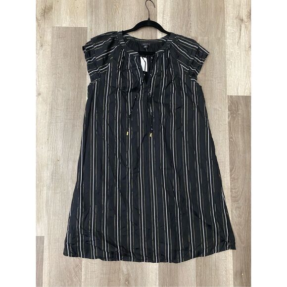 Ann Taylor NWT Metallic Stripe Tie Neck Shift Dress In Black, Sz 6, MP $139 - Picture 2 of 10